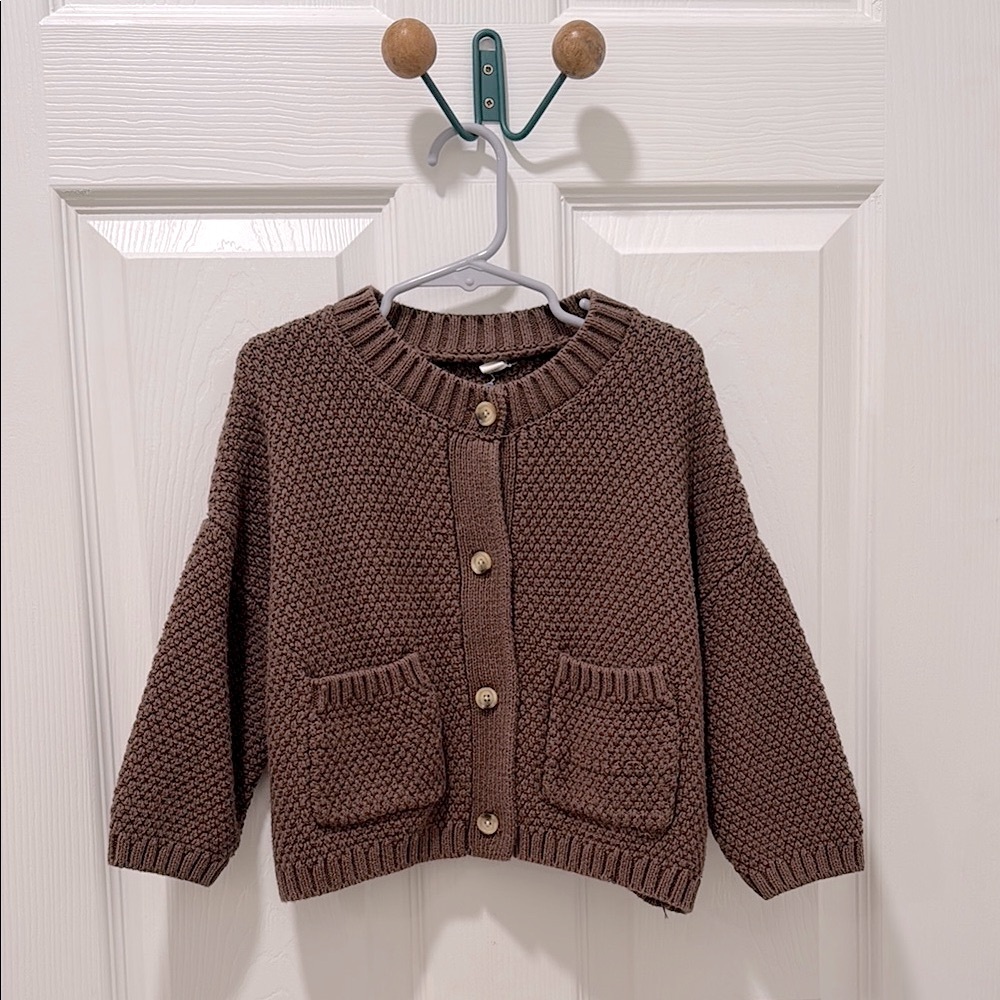 Baby Brown Knit Cardigan with Pockets 2T-3T